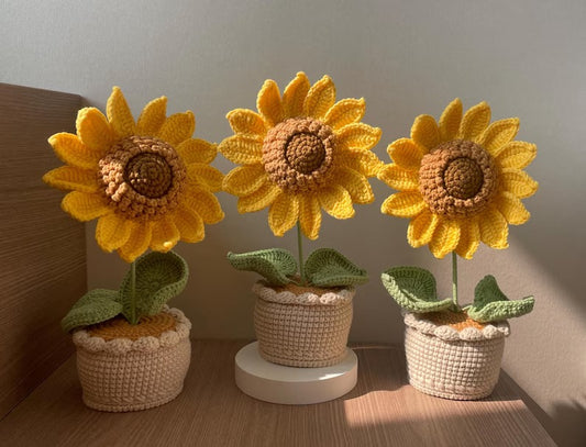 🌻 Handmade Crochet Flower in Pot – A Charming Valentine’s Gift 🎁